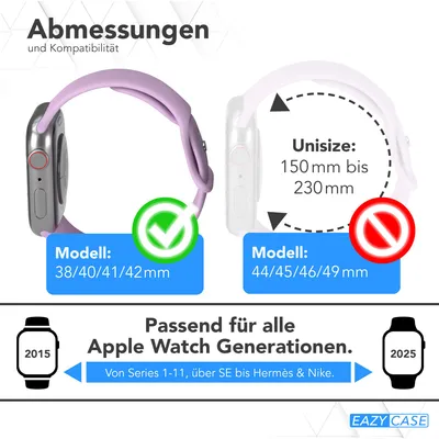 Produktbild von EAZY CASE Apple Watch Armband Silicon 38mm/40mm/41mm verstellbares Ersatzarmband, iWatch Serie, Sportarmband in Violett