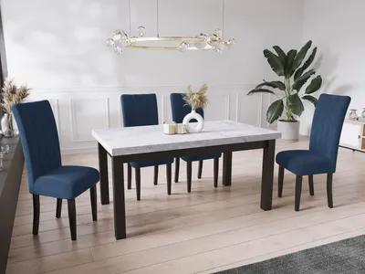Produktbild von Moderner Rechteckiger Ausziehbarer Esstisch - Platzsparend - Schwarze Holzbeine - 170 bis 250 cm - Hergestellt in Polen - 170 x 90 cm - Grau Beton
