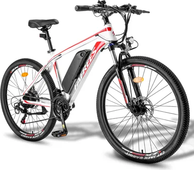 Produktbild von E-Bike MTB 26 Zoll Rostfreie Aluminiumlegierung Pannensichere Reifen bis zu 80 - 100 km Mountainbike mit 21 Gang Wasserdicht IP54, Weiss