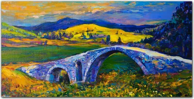 Produktbild von Coloray Küchenrückwand 120x60 Spritzschutz aus Glas - Landschaft Brücke