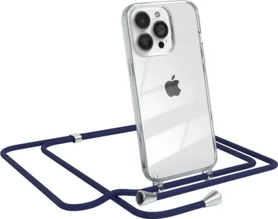 Produktbild von EAZY CASE Handykette kompatibel mit Apple iPhone 13 Pro, Handyhülle mit Umhängeband, Handykordel, Schutzhülle Clear, Band in Blau
