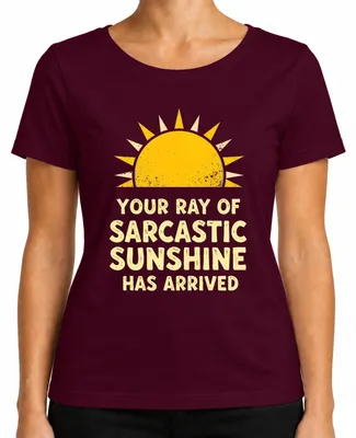 Obrázok produktu pre Vtipné retro dámske tričko „Your Ray Of Sarcastic Sunshine“ na narodeniny, bordová, M