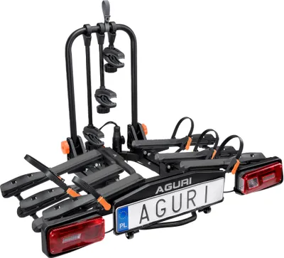 Produktbild von Fahrradträger für 3 ebikes Fahrräder 60kg abklappbar für Anhängerkupplung Aguri Krab Schwarz