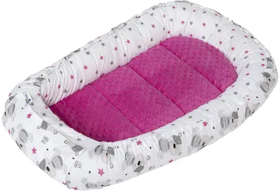 Produktbild von Babynest, Reisebett, Babynestchen, 100x60x15, Baumwolle Teddybär mit dunkelrosa Minky