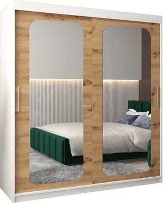 Produktbild von MEBLE KRYSPOL Promo 3180 Schlafzimmerschrank zwei Schiebetüren - Mattweiß + Artisan