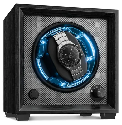 Produktbild von Klarstein Uhrenbeweger für Automatikuhren, Automatik-Uhrenbeweger für 1 Uhr, Automatikuhr Uhrenbeweger mit Acryl-Tür, Automatischer Uhrenbeweger, Blaue LEDs, Watch Winder mit 4 TPD Einstellungen