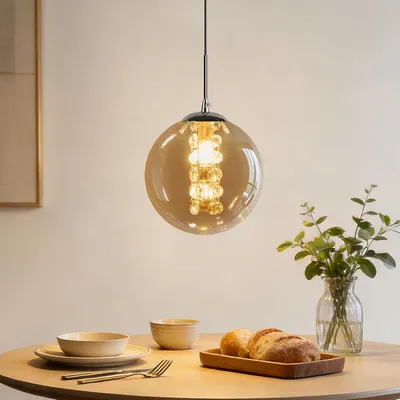 Obrázok produktu pre ZMH závesné svietidlo sklenená závesná lampa 1-žiarovková jantárová lampa nad jedálenský stôl 120 cm výškovo nastaviteľná G9 nočná lampa závesné svietidlo do spálne jedálne
