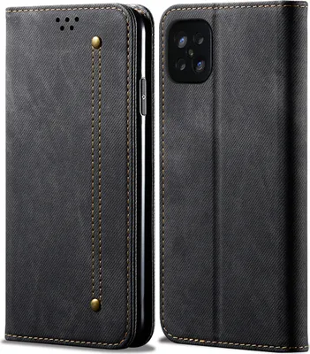 Image de OPPO A92S Housse, LaimTop Denim Cuir Portefeuille Fermeture magnétique Flip Bookstyle Housse avec fonction stand pour OPPO A92S OPPO A92S Noir