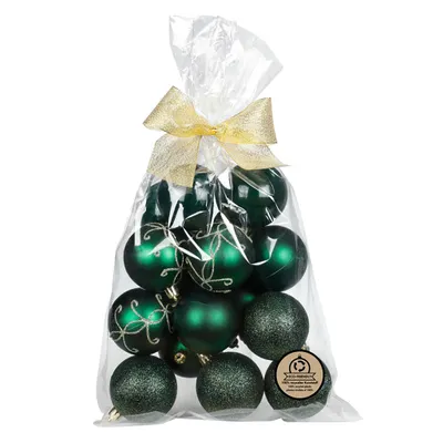 Produktbild von Weihnachtskugeln Kunststoff 6cm mit Glitzer 16er Set - Noble Green