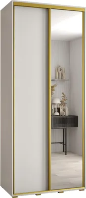 Produktbild von MEBLE KRYSPOL Cannes 3 Schrank mit 2 Schiebetüren - 205,2x100x45 cm - Weiß Weiß Gold