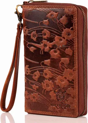 Produktbild von MATADOR CADIZ XL Leder Damen Langbörse Geldbörse Blumen Braun