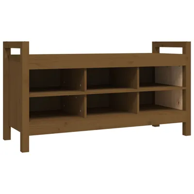 Zdjęcie produktu dla vidaXL Ławka do przedpokoju miodowy brąz 110x40x60 cm lite drewno sosnowe