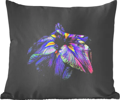 Produktbild von MuchoWow® Zierkissen Sofakissen Wohnzimmer Dekokissen 60x60 cm Blume - Farben - Schwarz - Sitzfläche - Foto Polster