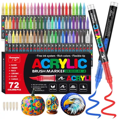 Obrázek produktu pro Omgoods - 72 barevných akrylových fixů - Jemné štětcové hroty, ideální pro kreativní projekty