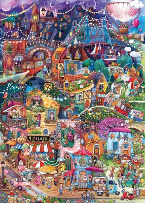 Image de HEYE Puzzle Happy Town : Bonsoir ! 1000 pièces