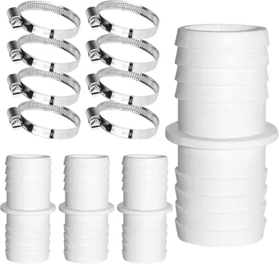 Produktbild von 4 Stück Poolschläuchverbindungen, 38 mm, Pooladapter 38 zu 38 mit Edelstahlklemmen, Poolschläuchausgangsstück für Pool