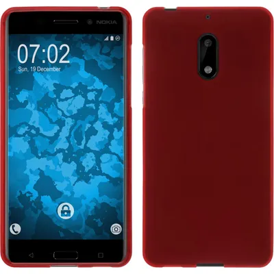 Produktbild von PhoneNatic Case kompatibel mit  Nokia 6 - rot Silikon Hülle matt + 2 Schutzfolien