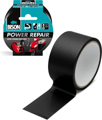 Immagine prodotto di Bison - Nastro adesivo Power Repair - Super resistente - Materiale rinforzato - Nero - 10 metri - Resistente al calore / per interni ed esterni