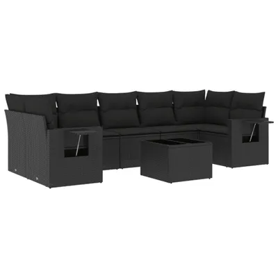 Produktbild von vidaXL 8-tlg. Garten-Sofagarnitur mit Kissen Schwarz Poly Rattan