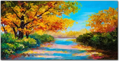 Produktbild von Coloray Bild aus Leinwand 140x70 Leinwand Dekoration - Herbstbäume Pfad Natur