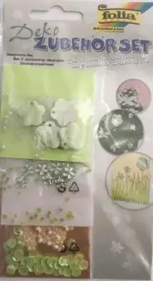 Image de Kit de décoration Folia, 8 pièces, pour toute l'année, avec des fleurs vertes