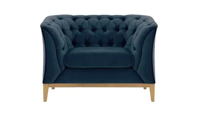 Produktbild von SLF24 - Sessel Chesterfield Modern Wood - blau - Velluto 11