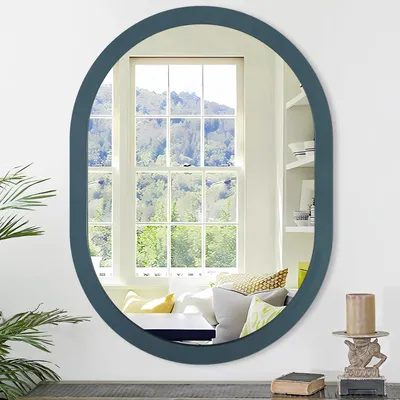 Image de Miroir mural ovale, bleu marine, 40 x 30 cm