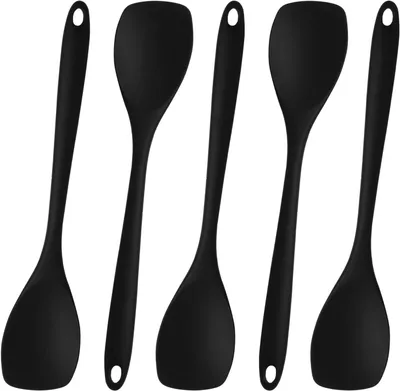 Obrázok produktu pre Súprava miešacích lyžíc 5 kusov, čierna, silikón, žiaruvzdorná do 210°C, pre varenie