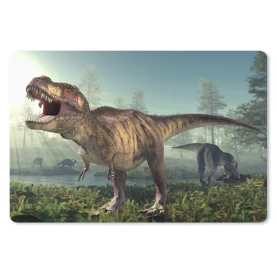 Produktbild von MuchoWow® Mauspad Mousepad Dino - Gras - Zeichnung - Kinder - Jungen 27x18 cm - Mousepads - Maus Mat - Pad - Mausunterlage - Büroartikel - Desk Matten