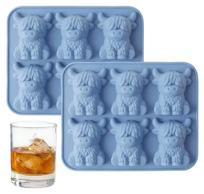 Silikon-Ice-Cube-Form Highland Cow, 3D, 2 Stück