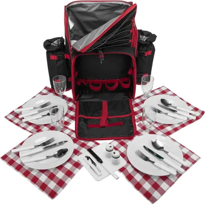 Produktbild von anndora Picknick Rucksack 4 Pers. 29 teile Kühlrucksack - Snövit - SNÖVIT