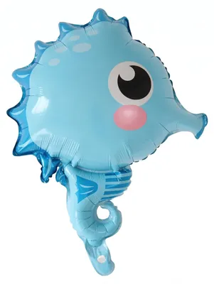 Produktbild von Folienballon Tier Ballon Seepferdchen 63x46 cm Blau – Zoo & Meer Motto Party Deko