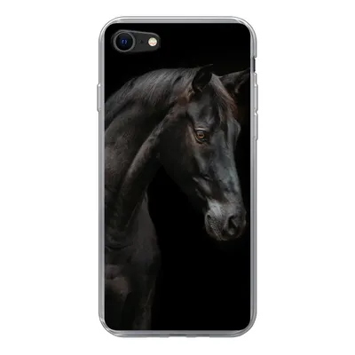 Produktbild von MuchoWow® Handyhülle Schutzhülle Hülle für iPhone 8 Pferd - Tier - Schwarz Silikon Softcase Handy Hülle - Schutzhaube