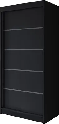 Produktbild von Easy4You P4 100 cm Schwarz Schiebetüren Kleiderschrank 100x200x58 cm Schlafzimmermöbel, Aufbewahrung - Mehrzweckschrank - Farbe: Schwarz