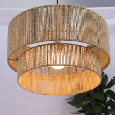 Obrázok produktu pre Závěsné svítidlo v boho stylu, japonský dizajn - priemer 45 cm - ručne tkané tienidlo z ratanu