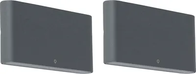 Produktbild von QAZQA - Modern 2er Set Außen Wandlampen dunkelgrau 17,5 cm inkl. LED - Batt I Außenbeleuchtung - Aluminium Rechteckig - I (nicht austauschbare) LED