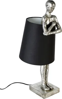 Produktbild von Gilde Tischleuchte, "Man", Mannmotiv, Kunstharz, schwarz, silberfarben, VE 1, L. 28 cm, B. 23 cm, H. 58 cm 79914 4001250799146