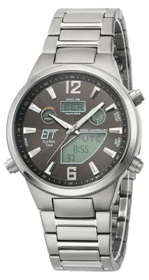 Produktbild von ETT Eco Tech Time Solar Drive Funk Everest II Titan Herrenuhr World Timer - EGT-11380-20M