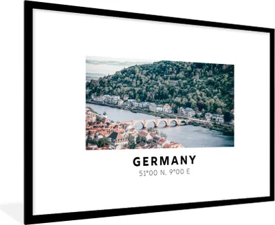 Produktbild von MuchoWow® Gerahmtes Poster Deutschland - Heidelberg - Wasser 90x60 cm - Poster mit Schwarzem Bilderrahmen Wandposter Rahmen Foto Bilder - Wanddekoration - Fotos