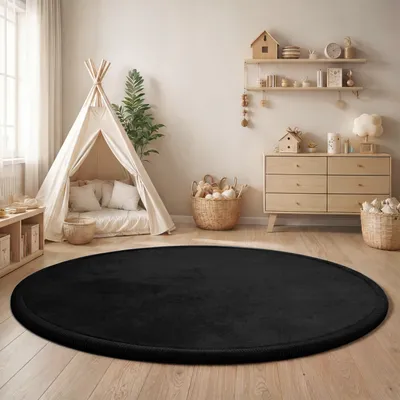Produktbild von Kinderteppich Kinderzimmer Teppich Baby Spielteppich Flauschig Rutschfest Deko Grösse 200 cm Rund