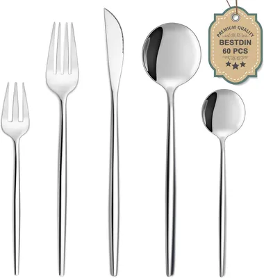 Produktbild von Besteckset 60-teilig, für 12 Personen, Edelstahl, spülmaschinengeeignet, für Küche