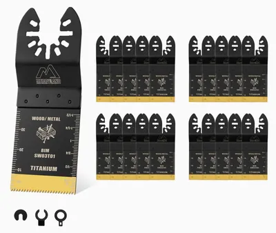Imagen del producto de Hojas de sierra oscilante, 23 unidades, de 35 mm, de metal duro (BIM), versátiles, para multiherramientas
