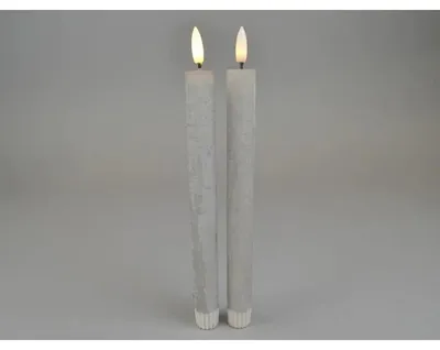 Imagen del producto de Velas LED decorativas, diámetro 2,2 cm, altura 24 cm, color gris, juego de 2 unidades