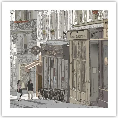 Produktbild von Poster - Poster ohne Rahmen - Architektur Zeichnen Montmartre - 50x50 cm - Wand Bild - Wanddeko - Wandbilder - Kunstposter - Wandposter - Bilder - Kunstdruck - Wandbild - P2XAC50x50-4141