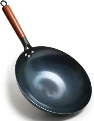 Productafbeelding van Wok Pan - Koekenpan - Aziatisch Koken - Handgehamerd Staal - 34 cm - Zwart