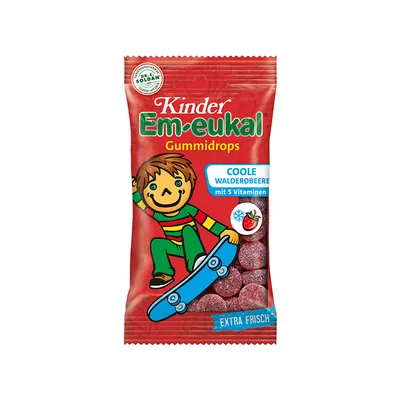 Zdjęcie produktu dla Kids Em eukal cool dzikie truskawki z mentolem guma do żucia krople 75g