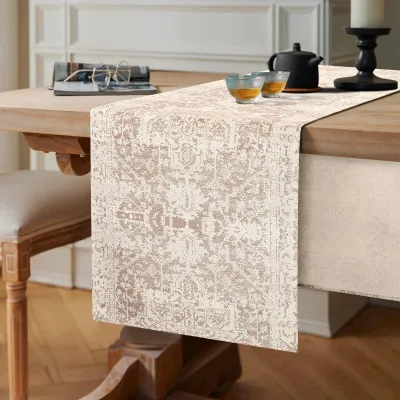 Image de Nappe de table beige Mandala, 40 x 140 cm, pour une décoration de table élégante