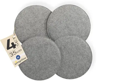 Produktbild von sunnypillow 4er Set Stuhlkissen aus Filz rund Ø 36cm | gemütliche Filzkissen für Bank und Stuhl | Indoor/Outdoor | Sitzkissen Sitzauflage | Hellgrau