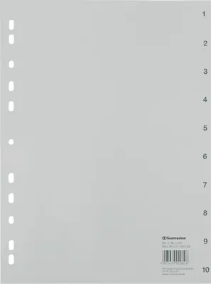 Produktbild von Soennecken Register 1519 1-10 DIN A4 volle Höhe PP grau