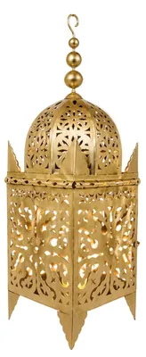 Produktbild von Marokkanische Laterne Frane Gold 65 cm, handgefertigte Orient Laterne aus Metall, Gartenlaterne und Windlicht für Kerzen, Deko für Wohnzimmer, Terrasse, Balkon und Eingangsbereich,